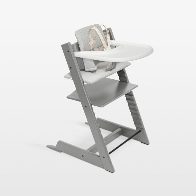 Stokke ® Tripp Trapp ® Complete Storm Grey Wood Baby High Chair with Nordic Grey Cushion and Stokke Tray - Image 0