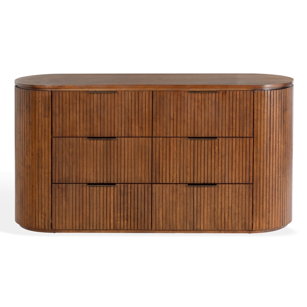 Rikki Fluted 6 Drawer Dresser - Medium Oak - Image 0