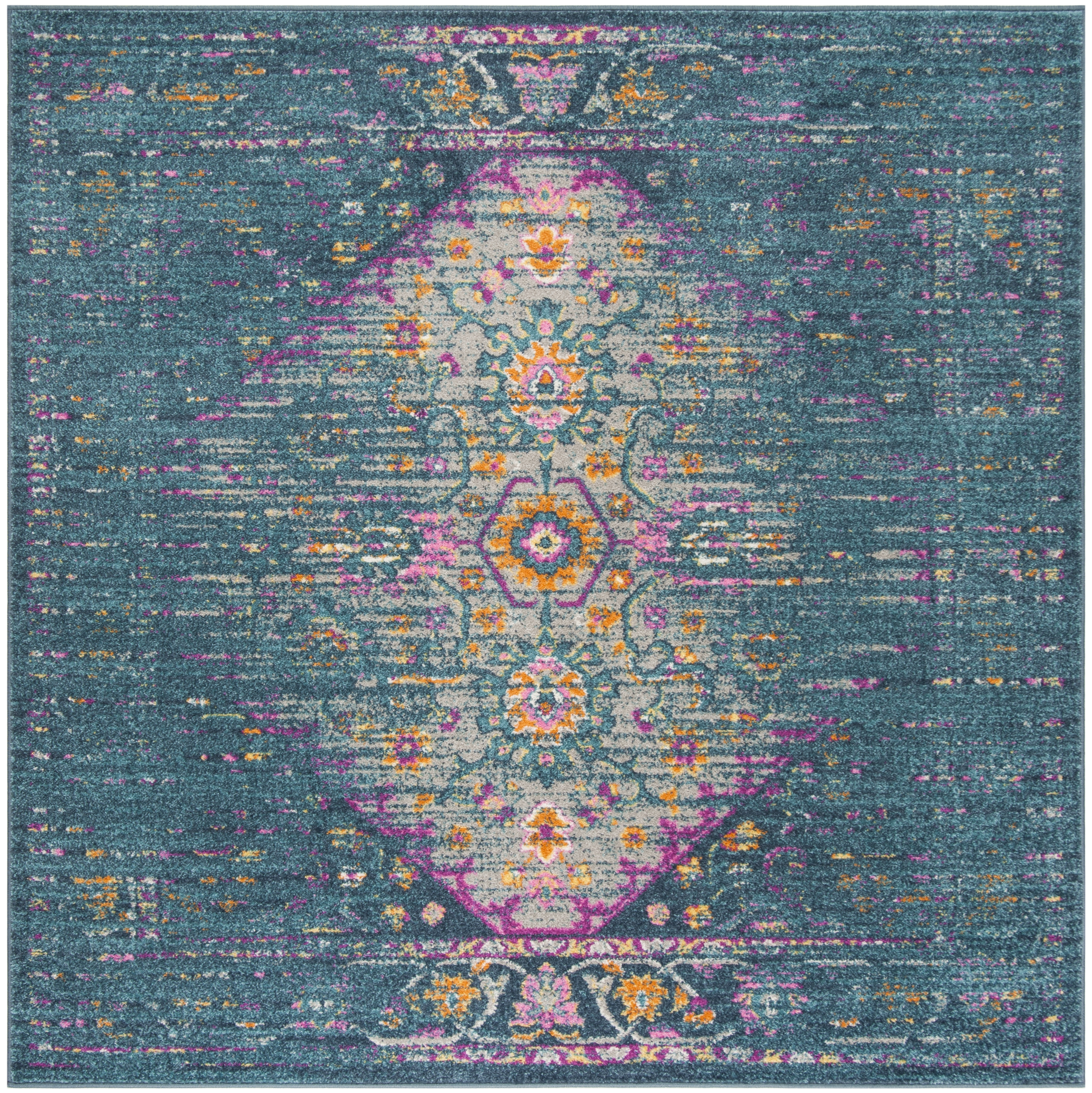 Arlo Home Woven Area Rug, MAD122C, Blue/Fuchsia,  6' 7" X 6' 7" Square - Image 0