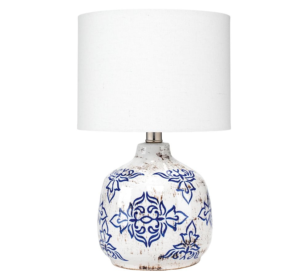 Corcoran Ceramic Table Lamp, White & Blue - Image 0