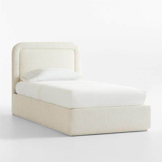 Mira Cream Performance Boucle Upholstered Kids Twin Storage Bed - Image 0