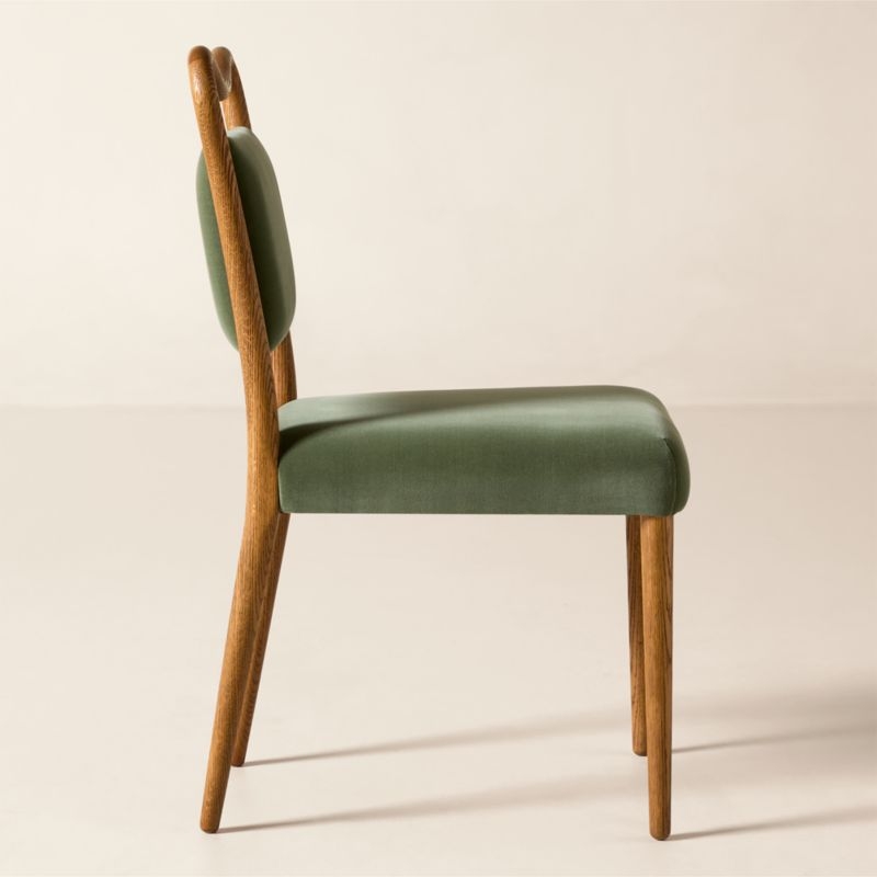 Monte Oak and Sage Green Velvet Dining Chair - Image 2