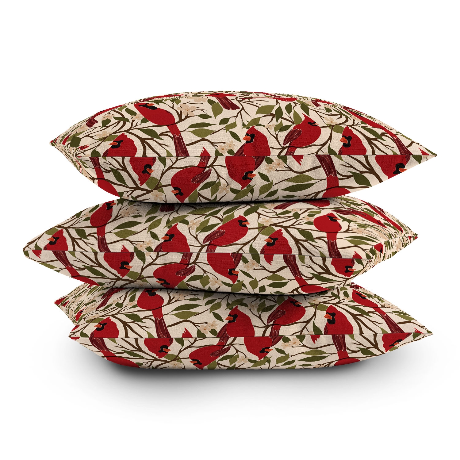Cardinals On Blossoming Tree by Cuss Yeah Designs - Indoor Throw Pillow 20" x 20" - Image 3