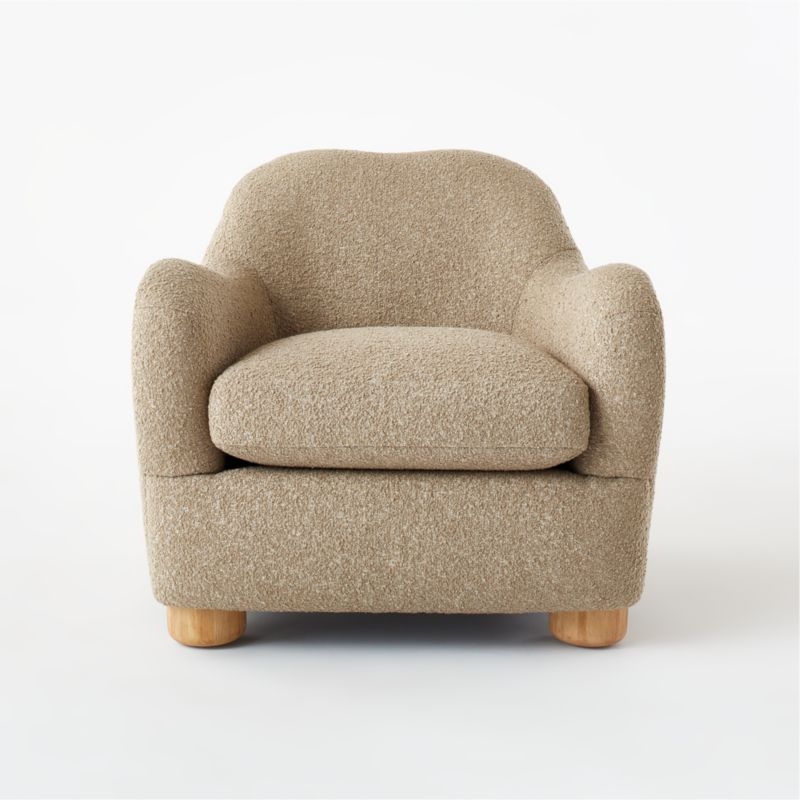 Bacio Camel Boucle Lounge Chair with Bleached Oak Legs by Ross Cassidy - Image 1
