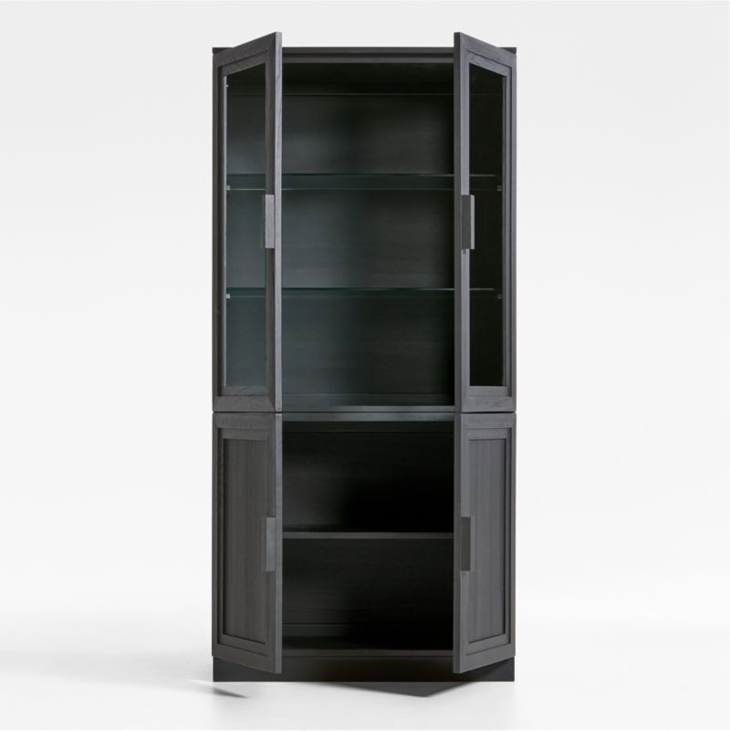 Calypso 36" Black Wood Storage Cabinet with Glass and Wood Doors - Image 1