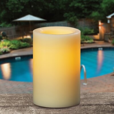 Premier All-Weather Wax Flameless LED Candle, 4" X 10", Cream - Image 0