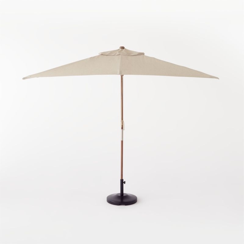Teak Sunbrella Shadow Rectangular Outdoor Umbrella with Base - Image 0