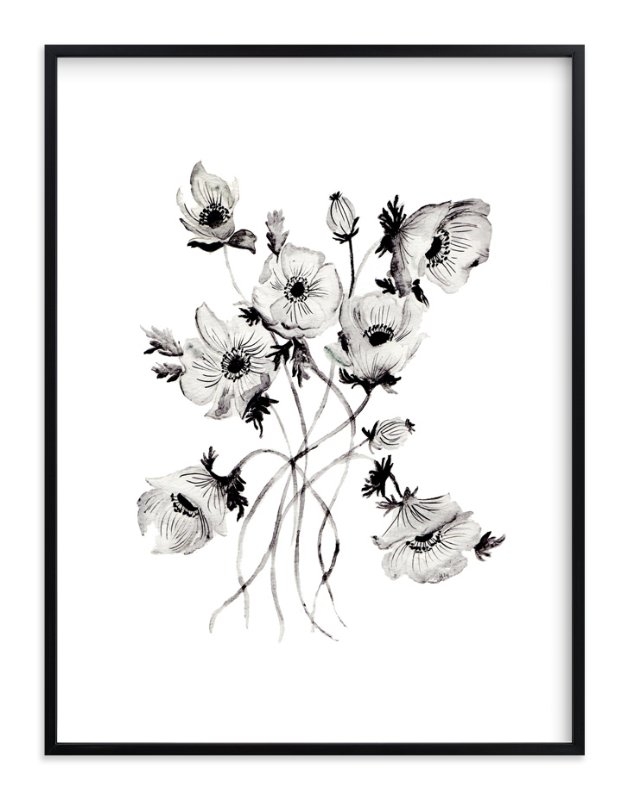 Greyscale Poppies Limited Edition Art Print - Image 0
