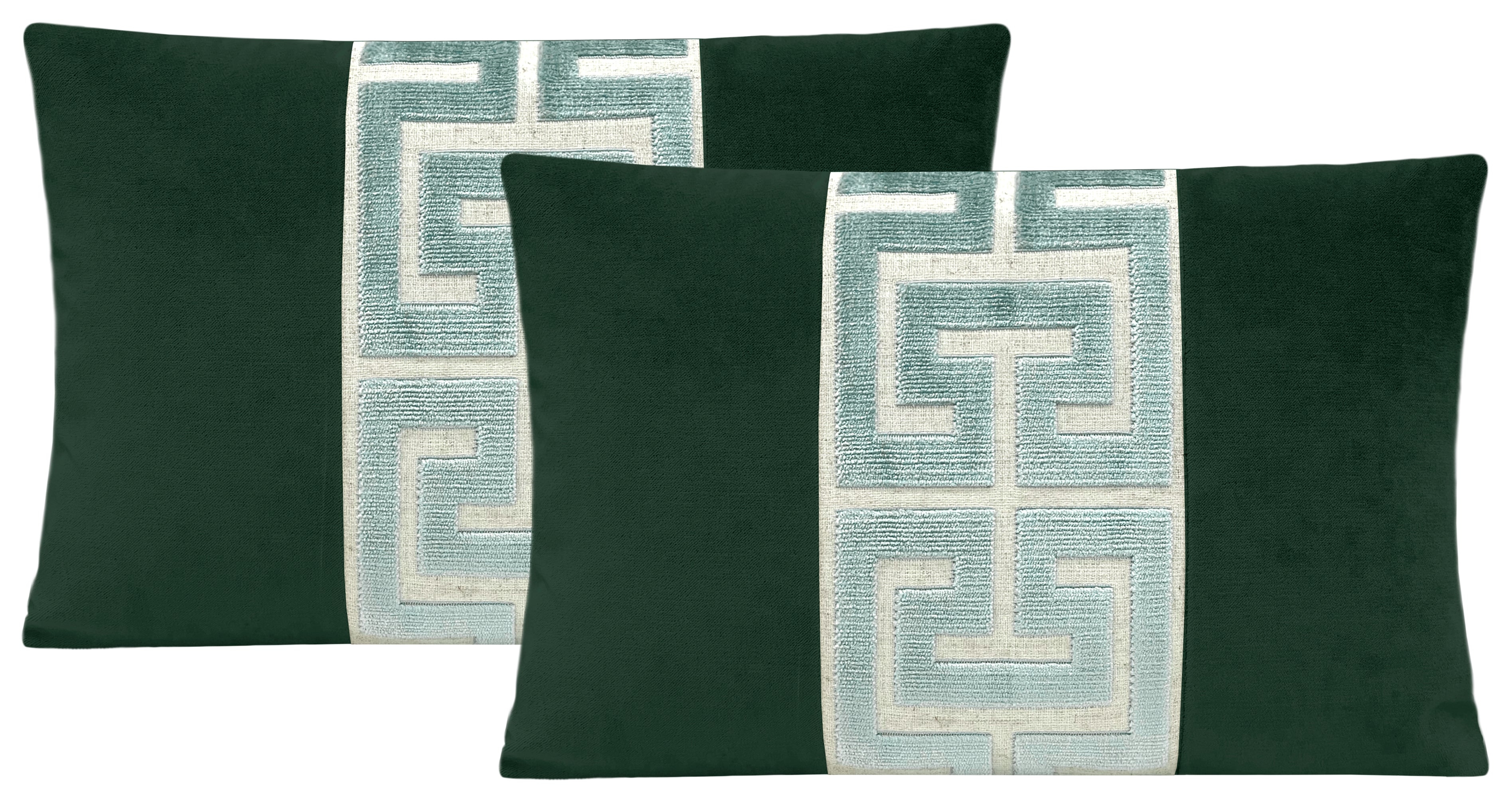 THE LITTLE LUMBAR :: SOCIETY VELVET // EMERALD + TURKISH BLUE GREEK TRIM - SAMPLE 4" X 4" - Image 3