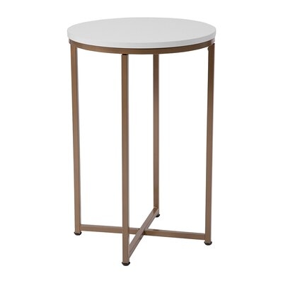 Martelly Collection White End Table With Matte Gold Frame - Image 0