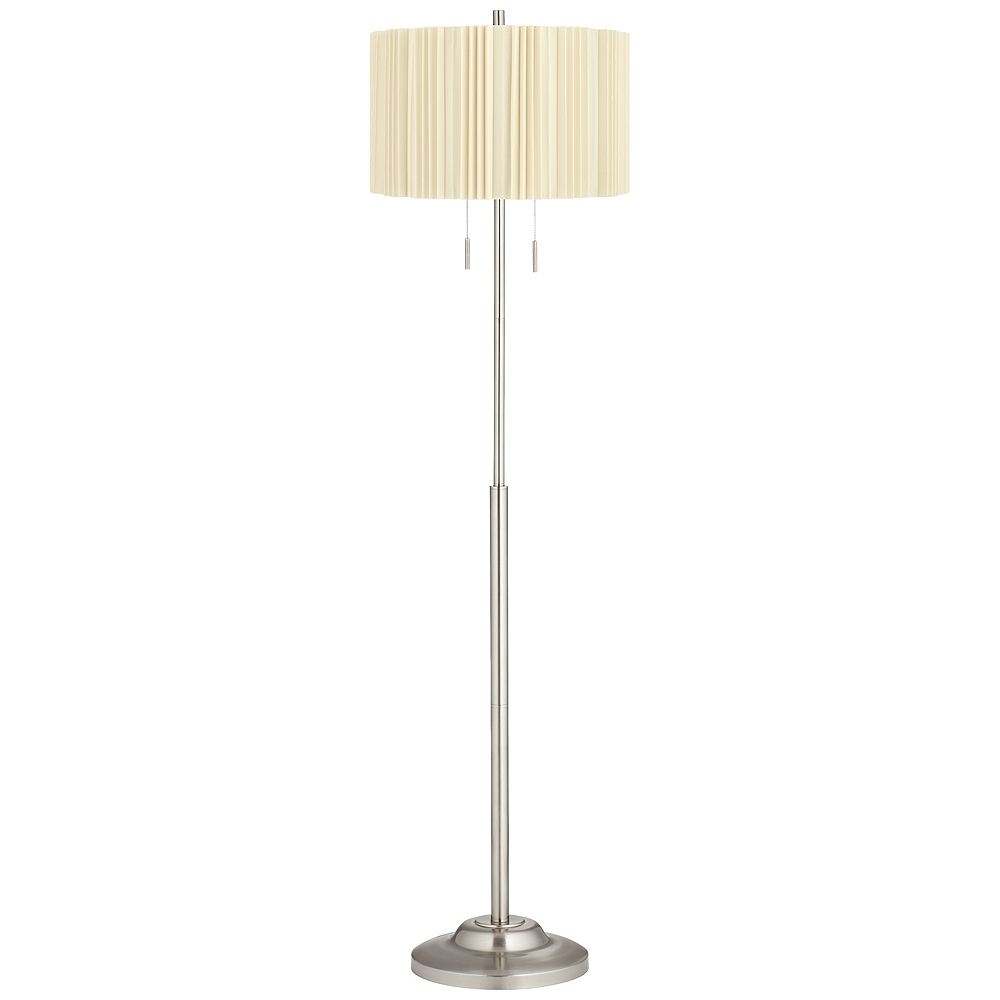 360 Lighting Abba 66" High Ivory Linen Pleated Shade Floor Lamp - Image 0