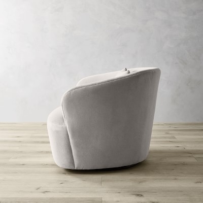Tate Swivel Armchair, Pebbled Leather, White - Image 2