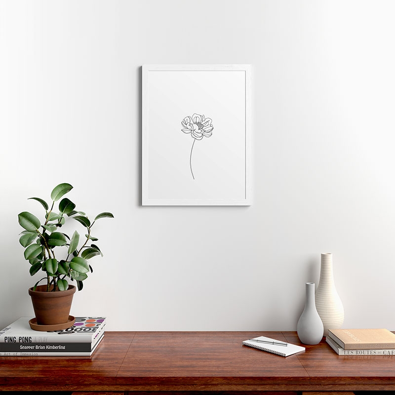Single Flower Drawing Hazel by The Colour Study - Framed Art Print Classic White 18" x 24" - Image 1