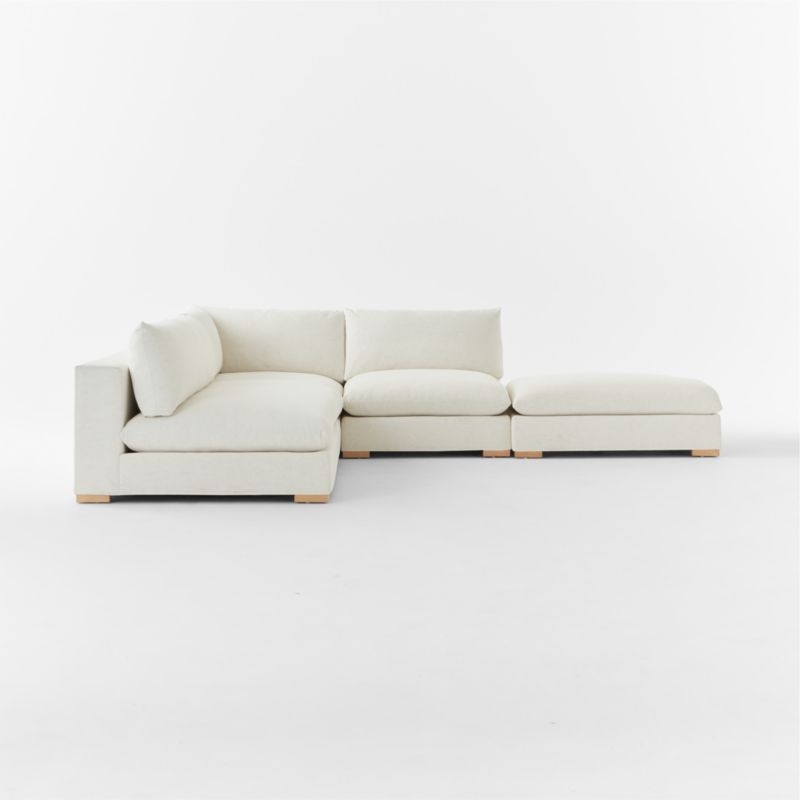 Deseo 4-Piece Modular L-Shaped White Performance Fabric Deep Depth Sectional Sofa with Loveseat - Image 3