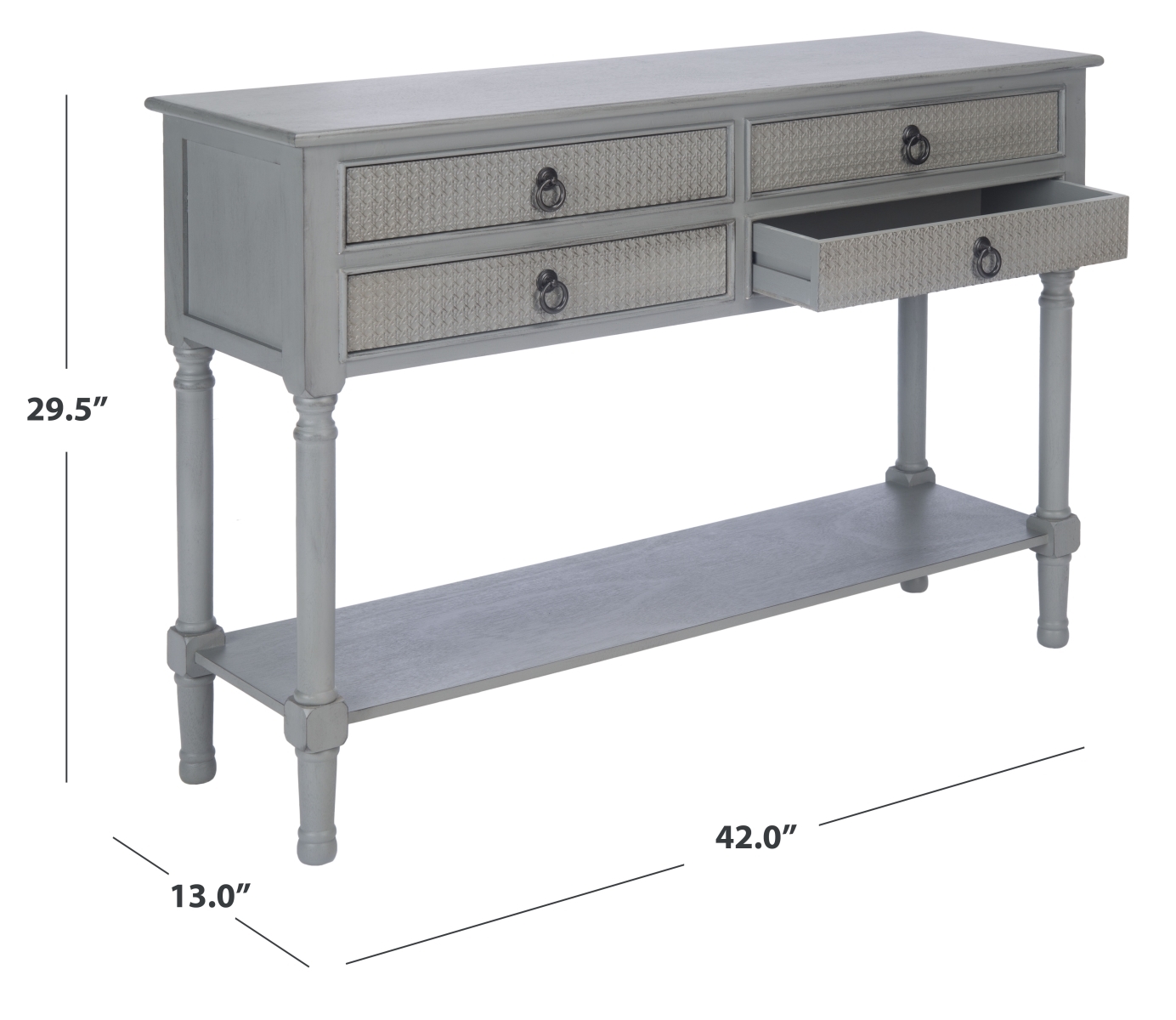 Haines 4 Drawer Console Table - Distressed / Grey - Safavieh - Image 8
