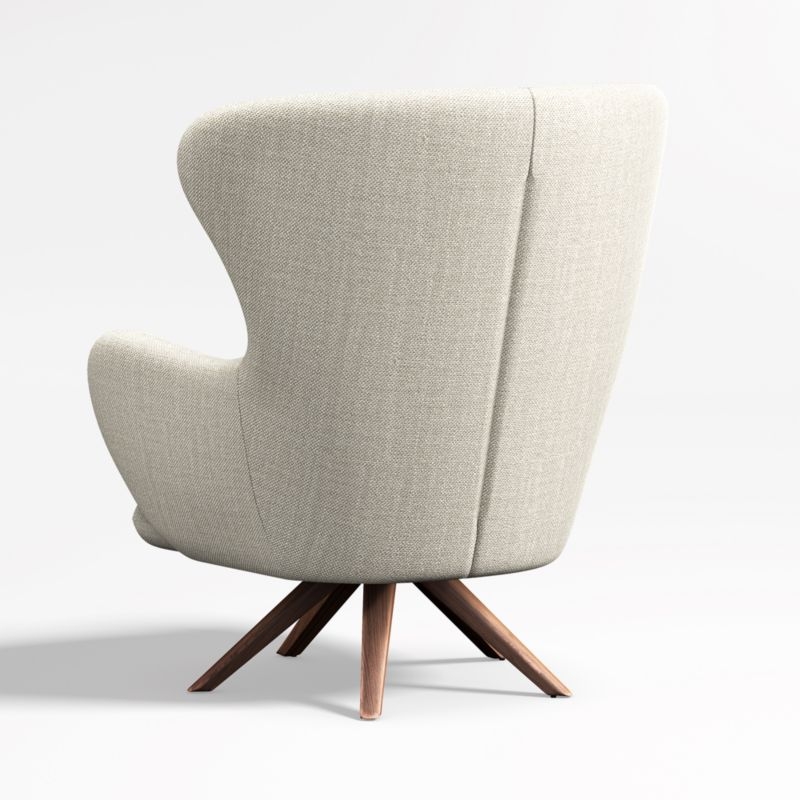 Powell White Fabric Wingback Swivel Accent Chair - Image 1