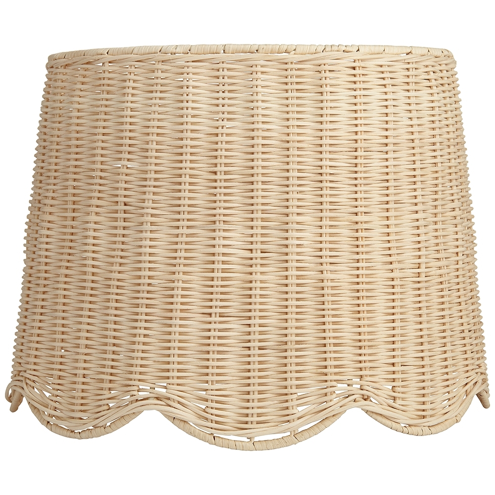 Unbleached Rattan Drum Lamp Shade 13x15.5x11.75 (Spider) - Image 0