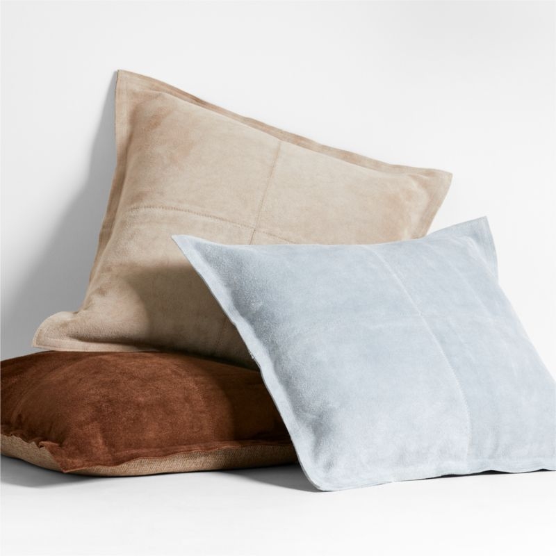 Hyde Pieced Suede 23x23 Brown Throw Pillow Cover - Image 7