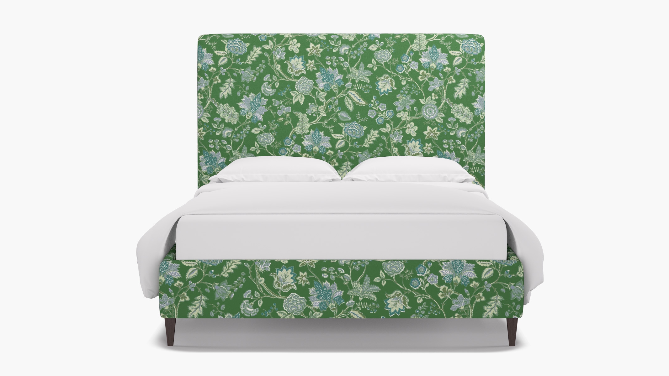 Classic Bed, Green La Vendee, Espresso Square Tapered Leg, Queen - Image 0