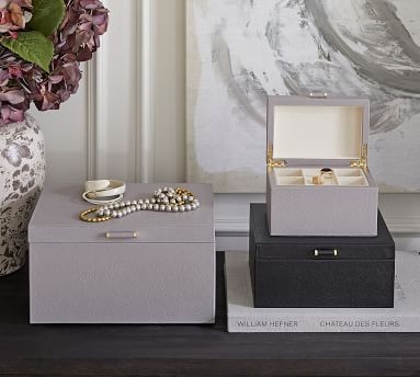 Quinn Jewelry Box, Medium 10" x 8.75", Fawn, Foil Debossed - Image 1
