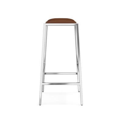 Dessau Backless Counter Stool, Milano Leather, Grey, Antique Brass - Image 4