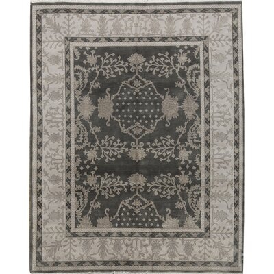 Cornwall Oriental Hand-Knotted 7.10' x 9.10' Wool Dark Gray/Ivory Area Rug - Image 0