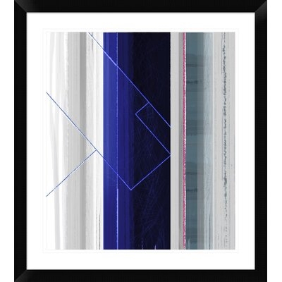 'Abstract White and Dark Blue' Framed Print - Image 0