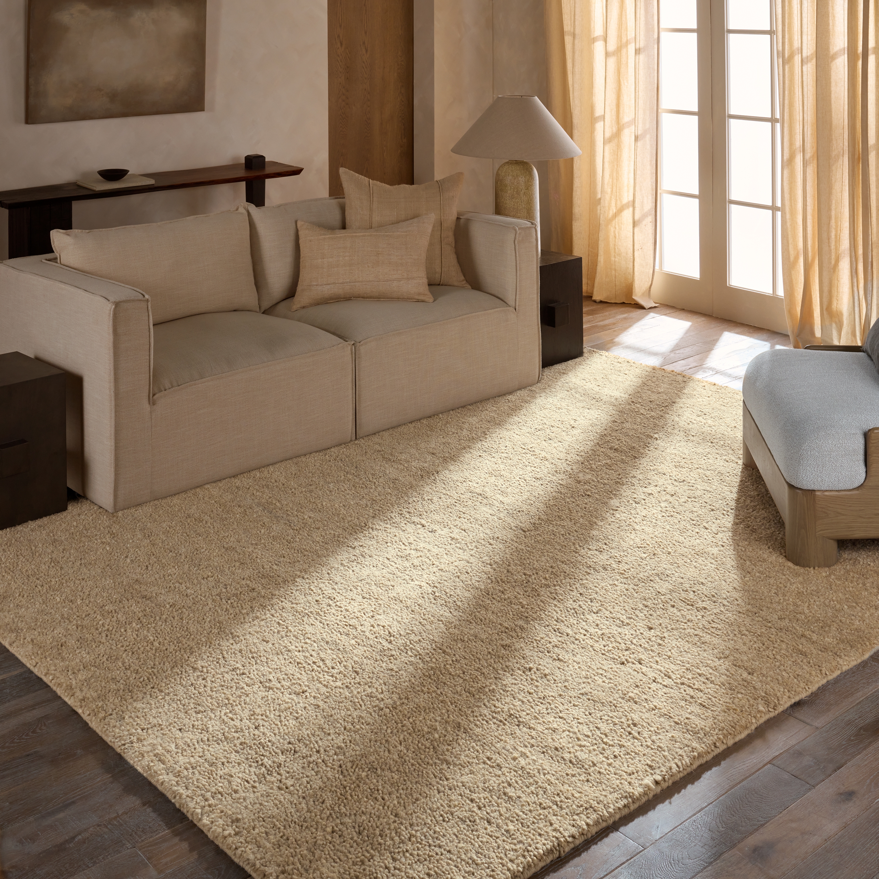 Eivor BOU03 Handknotted Solid Tan Area Rug (8'x10') - Image 4