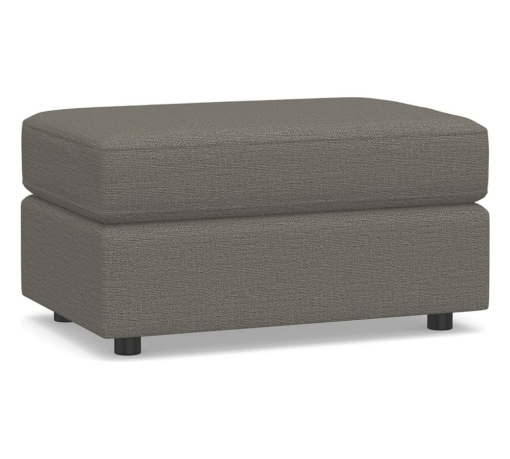 Pacifica Square Arm Upholstered Ottoman, Polyester Wrapped Cushions, Chunky Basketweave Metal - Image 0