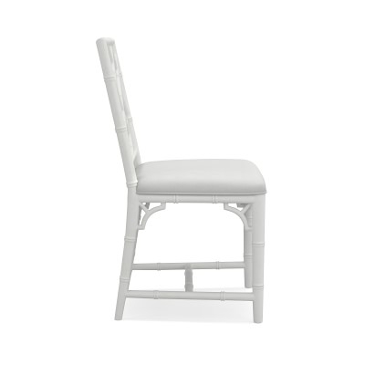 Chippendale Bistro Side Chair, Chunky Linen, White, White Finish - Image 2