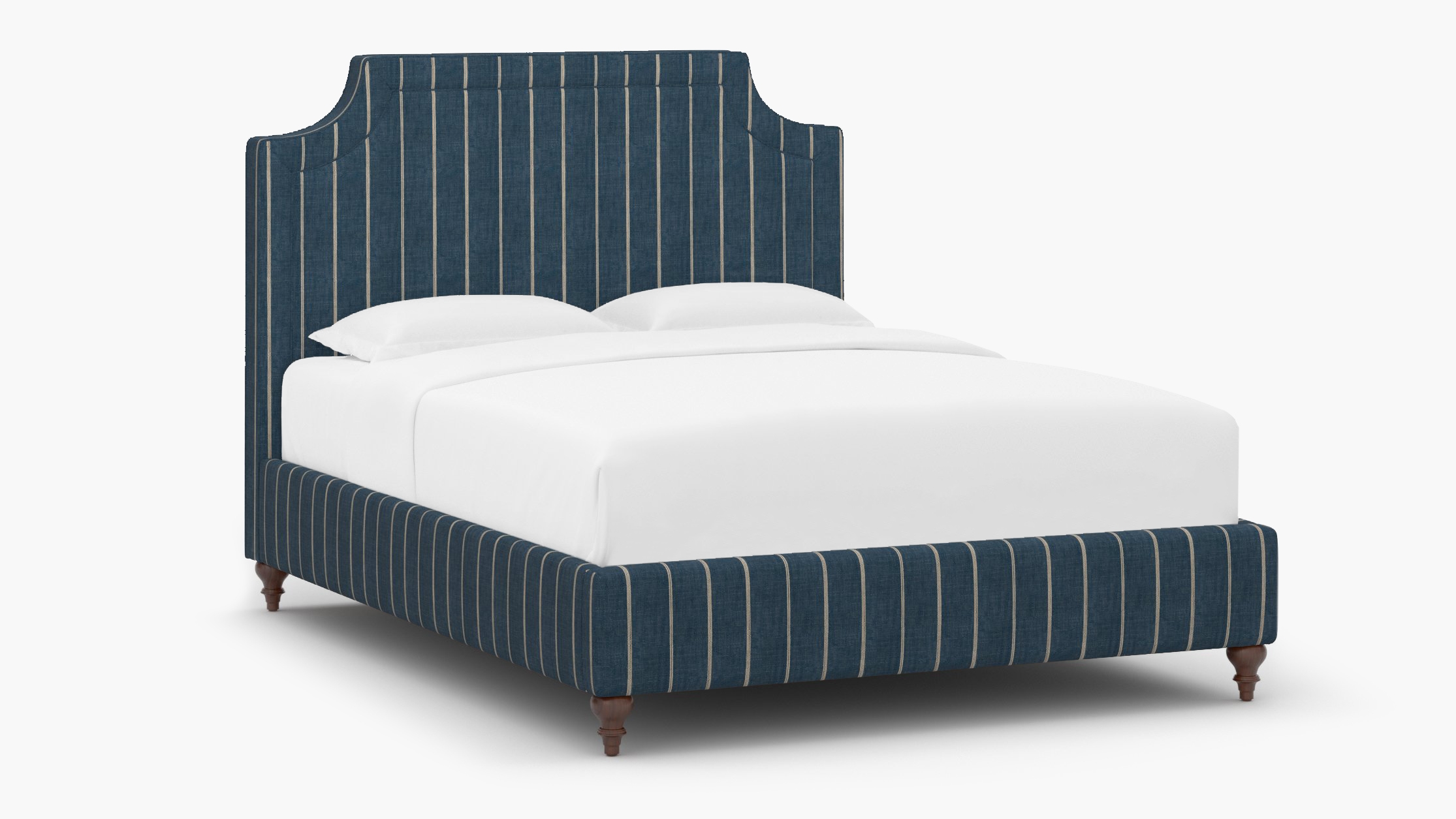 Deco Bed, Indigo Felix, Walnut Traditional Turned Leg, King - Image 1