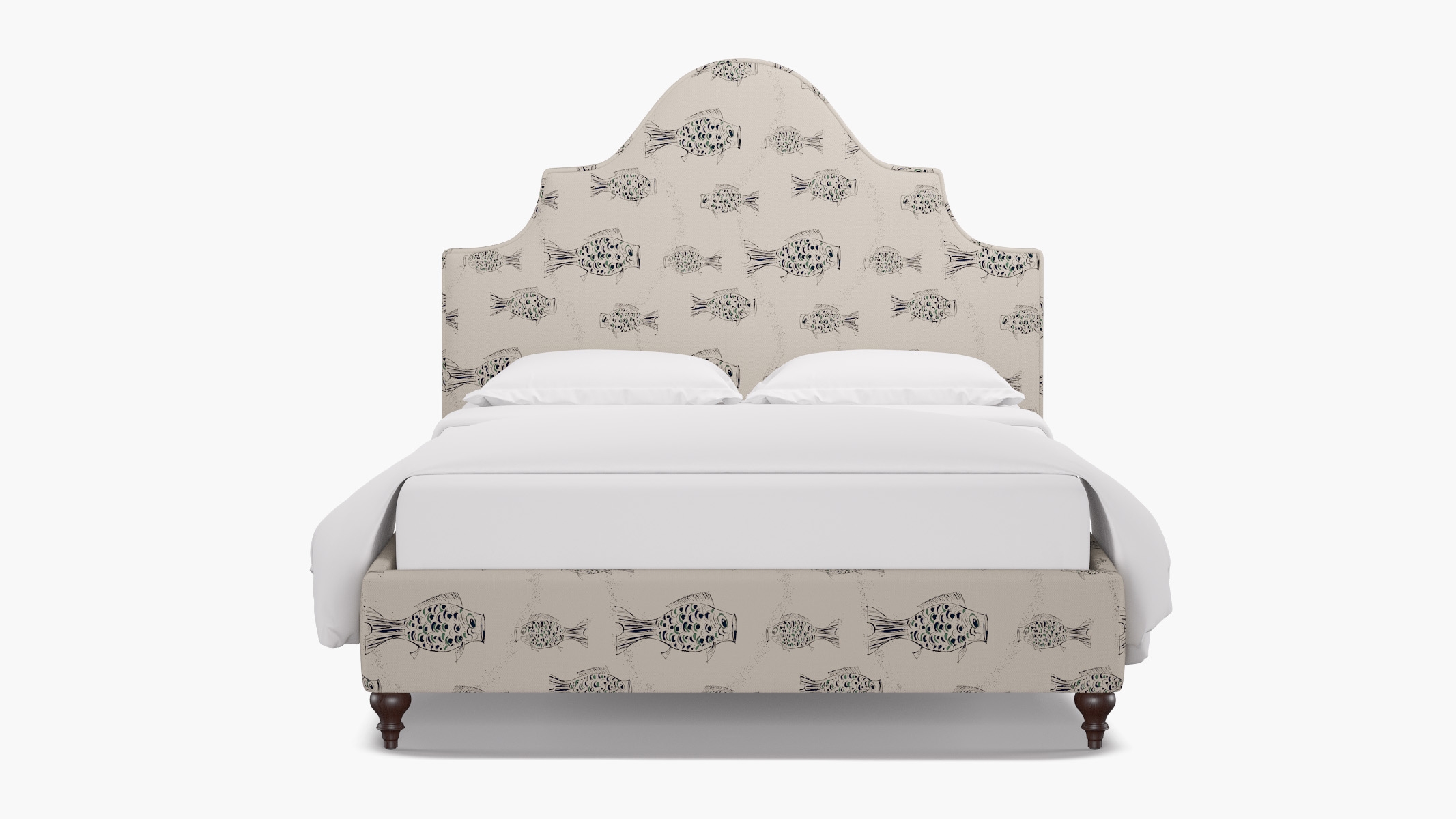 Statement Bed, Canvas Sakana, Espresso Traditional Turned Leg, King - Image 0