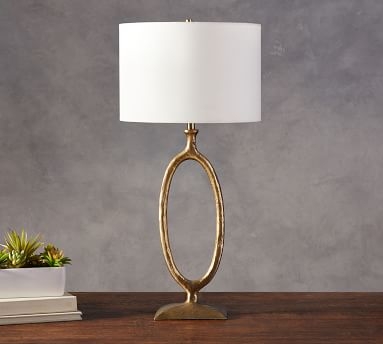 Easton Forged-Iron 23" Table Lamp, Forged Iron Brass, Oval - Image 3