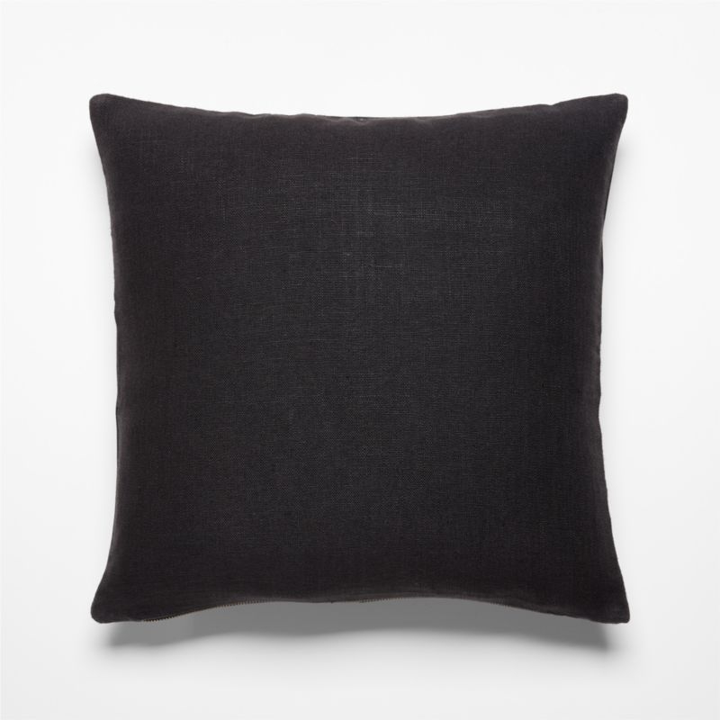 Tack Black Leather Throw Pillow with Down-Alternative Insert 18" - Image 4