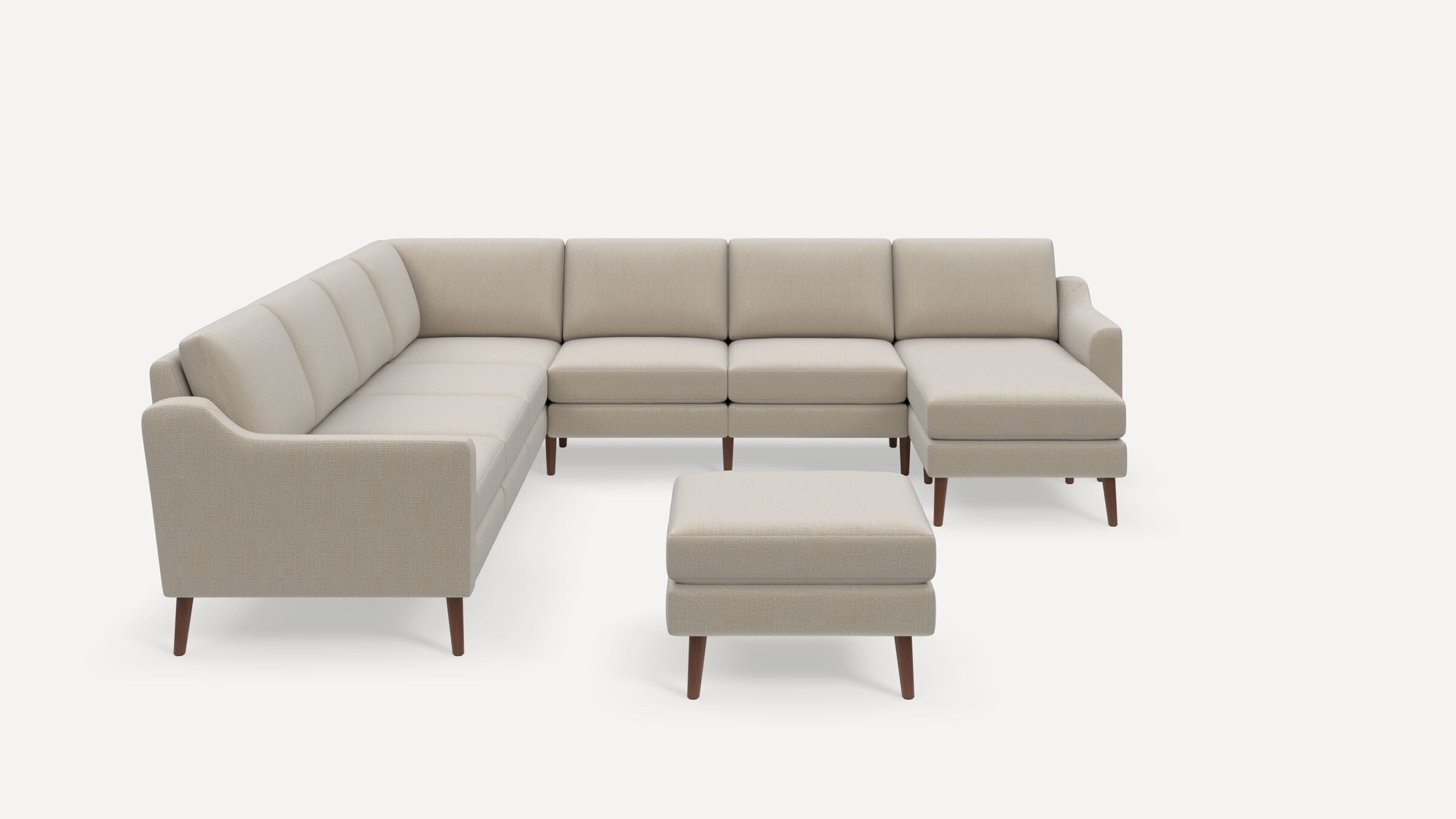Nomad 7-Seat Corner Sectional with Chaise and Ottoman - Georgia Clay - Performance Chenille / Walnut - Wood / Slope - Image 0