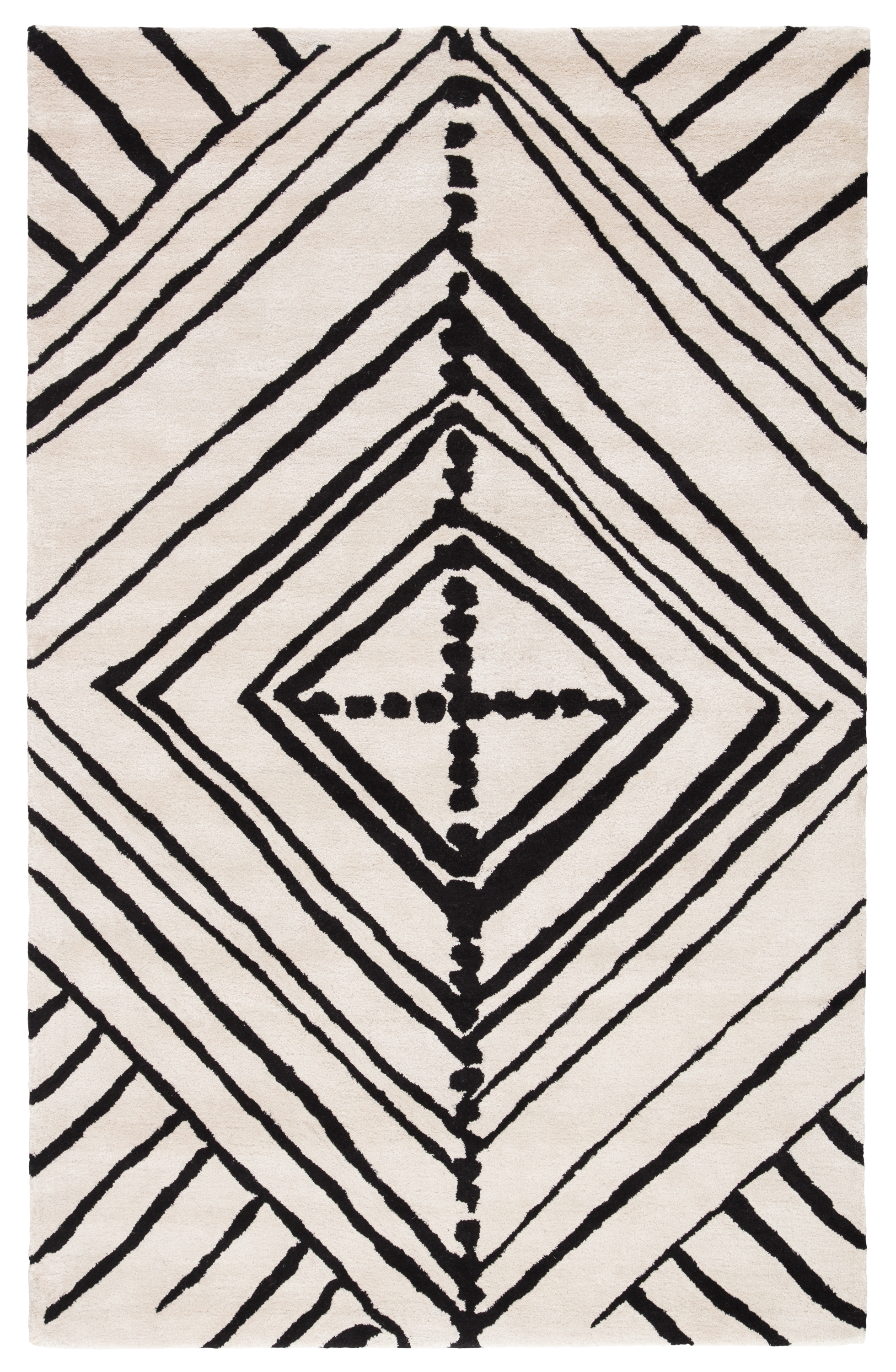 Nikki Chu by Gemma Handmade Abstract White/ Black Area Rug (9' X 12') - Image 0