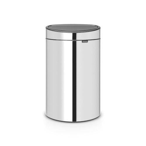 Brabantia Touch Top Trash Can, 10.6 Gallon, Brilliant Steel - Image 0