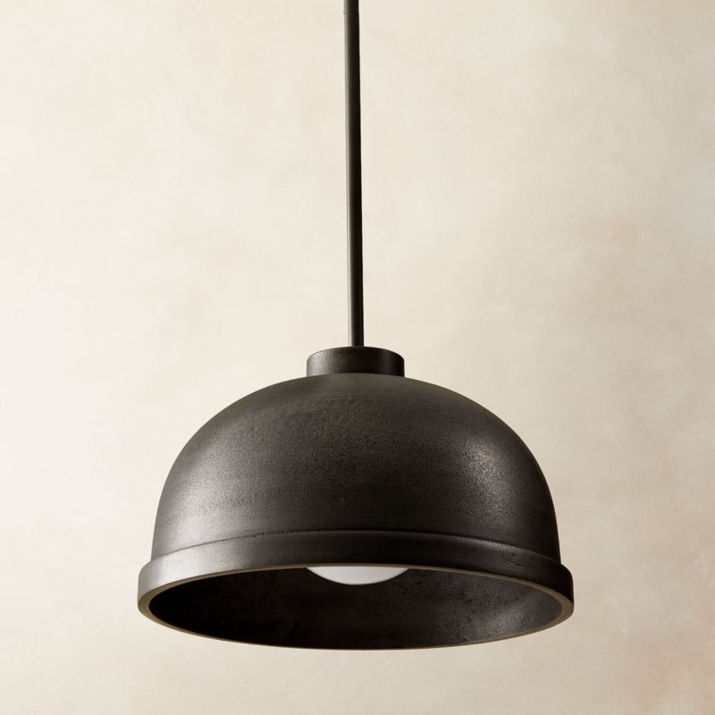 Capitola Indoor/Outdoor Black Cast Aluminum Dome Pendant Light - Image 2