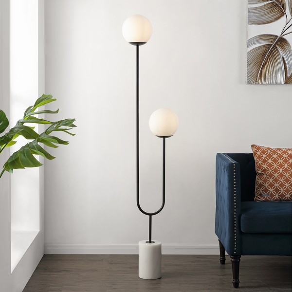 Leif 2Lt 68" Floor Lamp - Black/White - Image 1