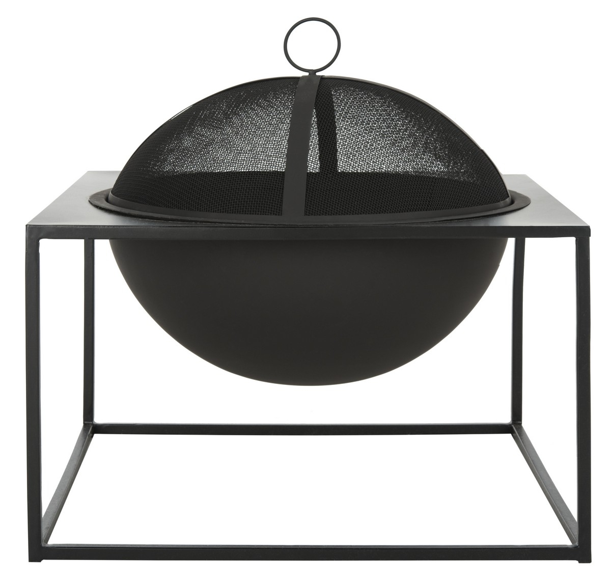 Leros Square Fire Pit - Black - Safavieh - Image 0