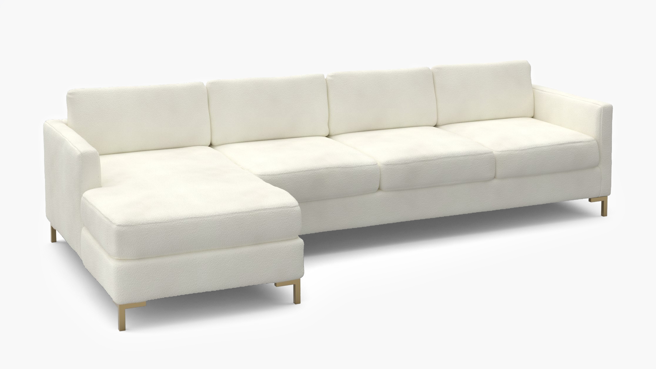 Modern Sectional, Left Facing, Sheepskin, Brass L Leg - Image 1