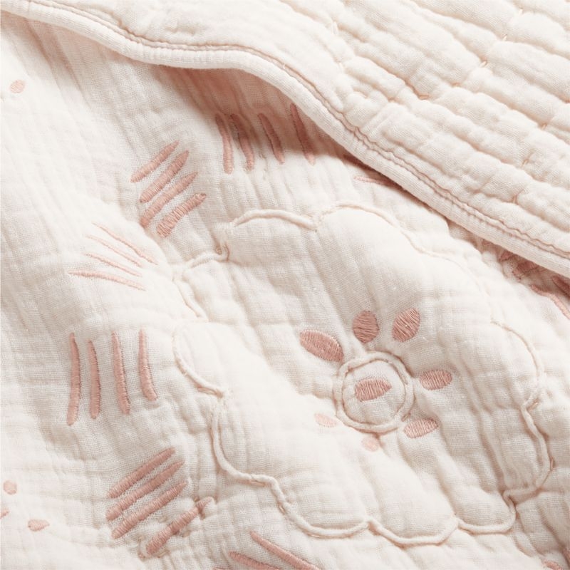 Paquita Pink Floral Baby Crib Quilt - Image 6