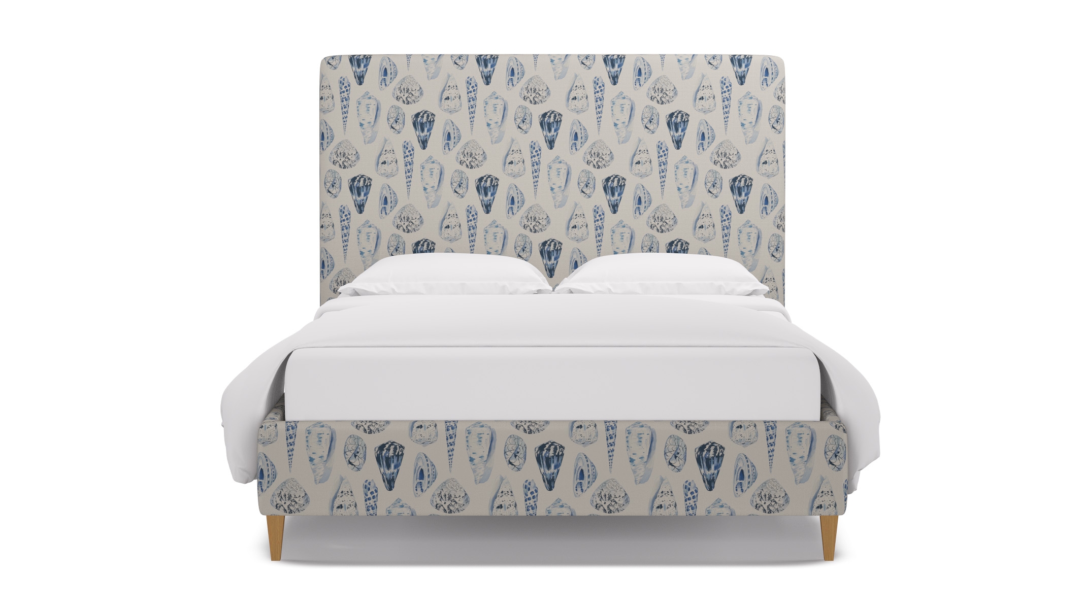 Classic Bed, Porcelain Coquina, Natural Square Tapered Leg, Queen - Image 0