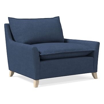 Bliss Chair and a Half, Performance Yarn Dyed Linen Weave, French Blue, Ash - Image 0