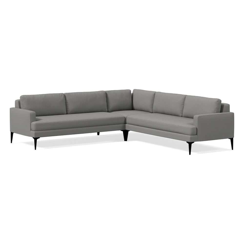 Andes 101" Multi Seat 3-Piece L-Shaped Sectional, Petite Depth, Chenille Tweed, Silver, Dark Pewter - Image 0