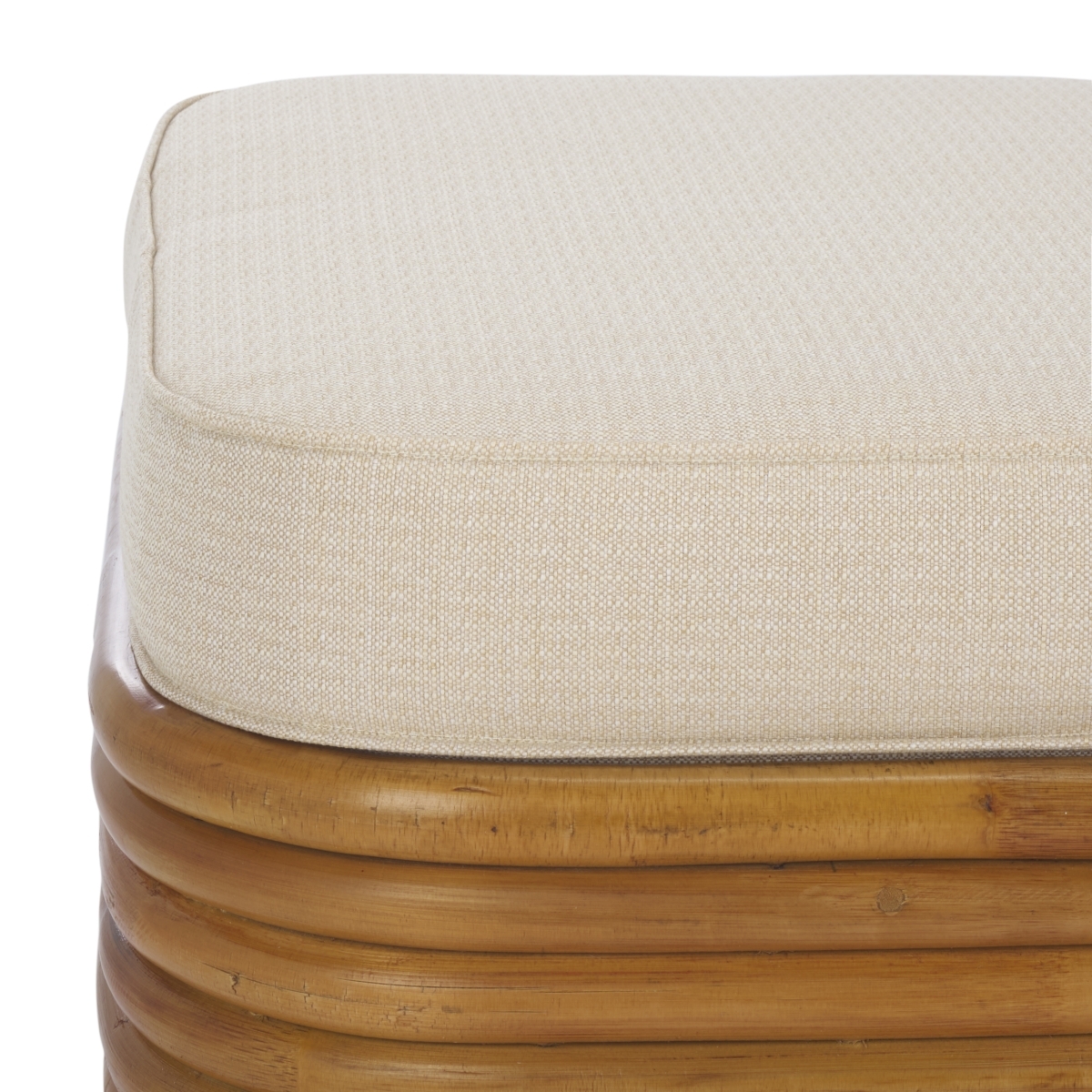 Flanders Rattan Pole Ottoman - Natural / White - Image 2