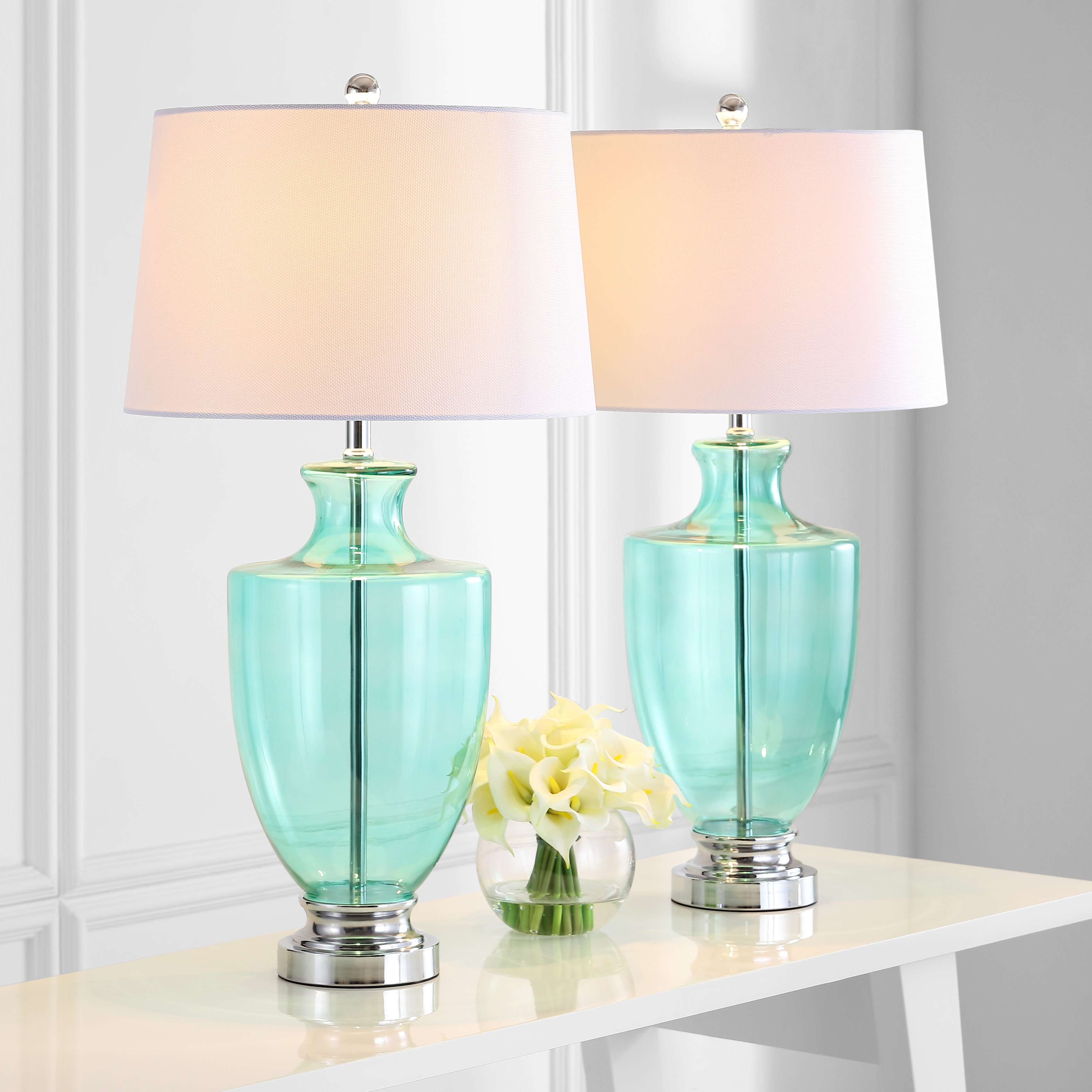 Desiree 30-Inch H Glass Table Lamp - Green - Safavieh - Image 6