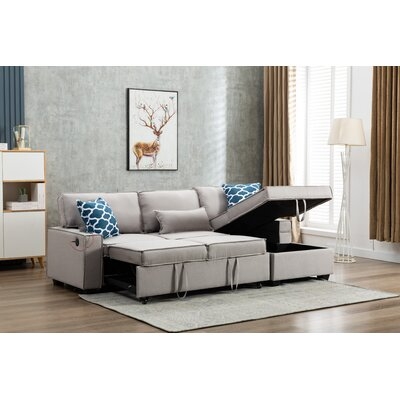 94.5'' Linen Blend Right Hand Facing Sleeper Sofa & Chaise - Image 0