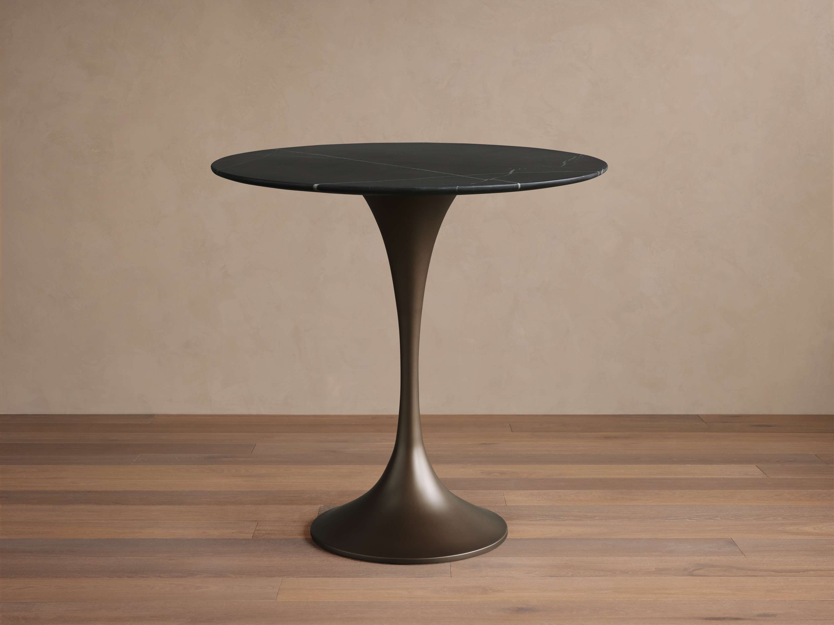 Saint Germain Bistro Table in Stone 30" Black  Marquina/Antique Bronze - Image 0