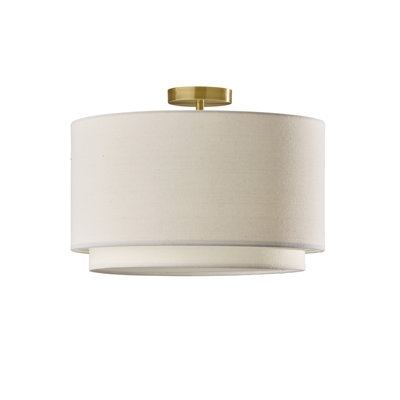 Finley Linen Drum Semi Flush Mount - Image 0